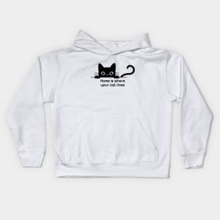 Home is where your cat lives Kids Hoodie